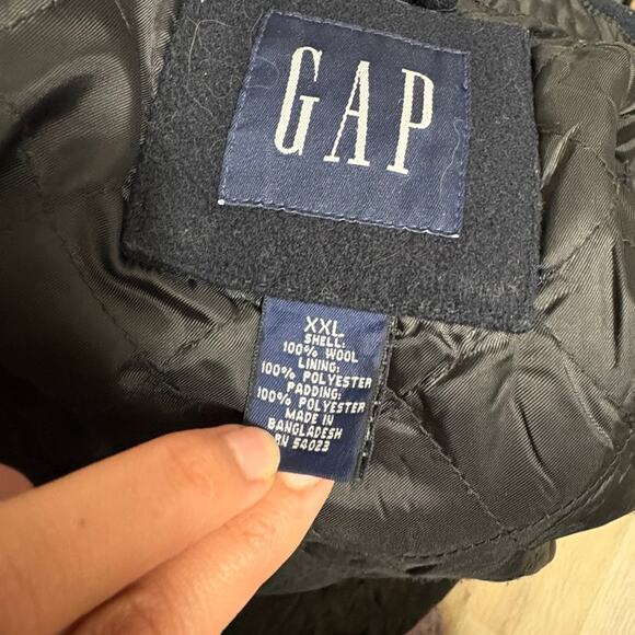 GAP Men's Navy Blue Wool Button Down Coat Jacket Size 2XL - Picture 5 of 7